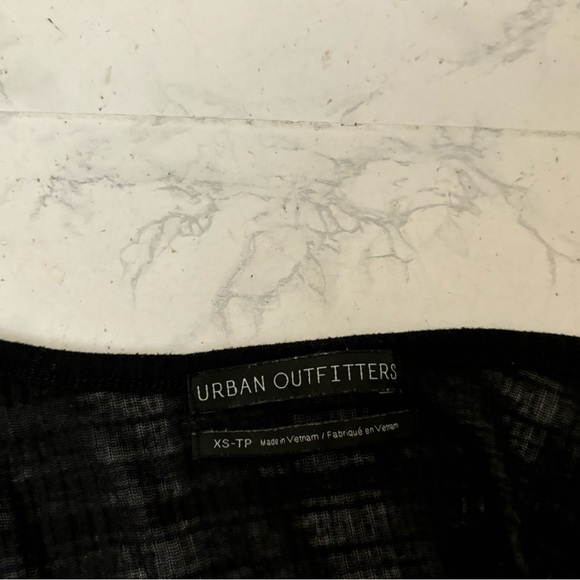 URBAN OUTFITTERS SMOCKED CROPPED Flirty TANK TOP Sz XS Semi Sheer Black​​ - Picture 4 of 5
